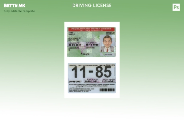 Модерен стил, шаблон за пробна возачка дозвола во Австралија Викторија